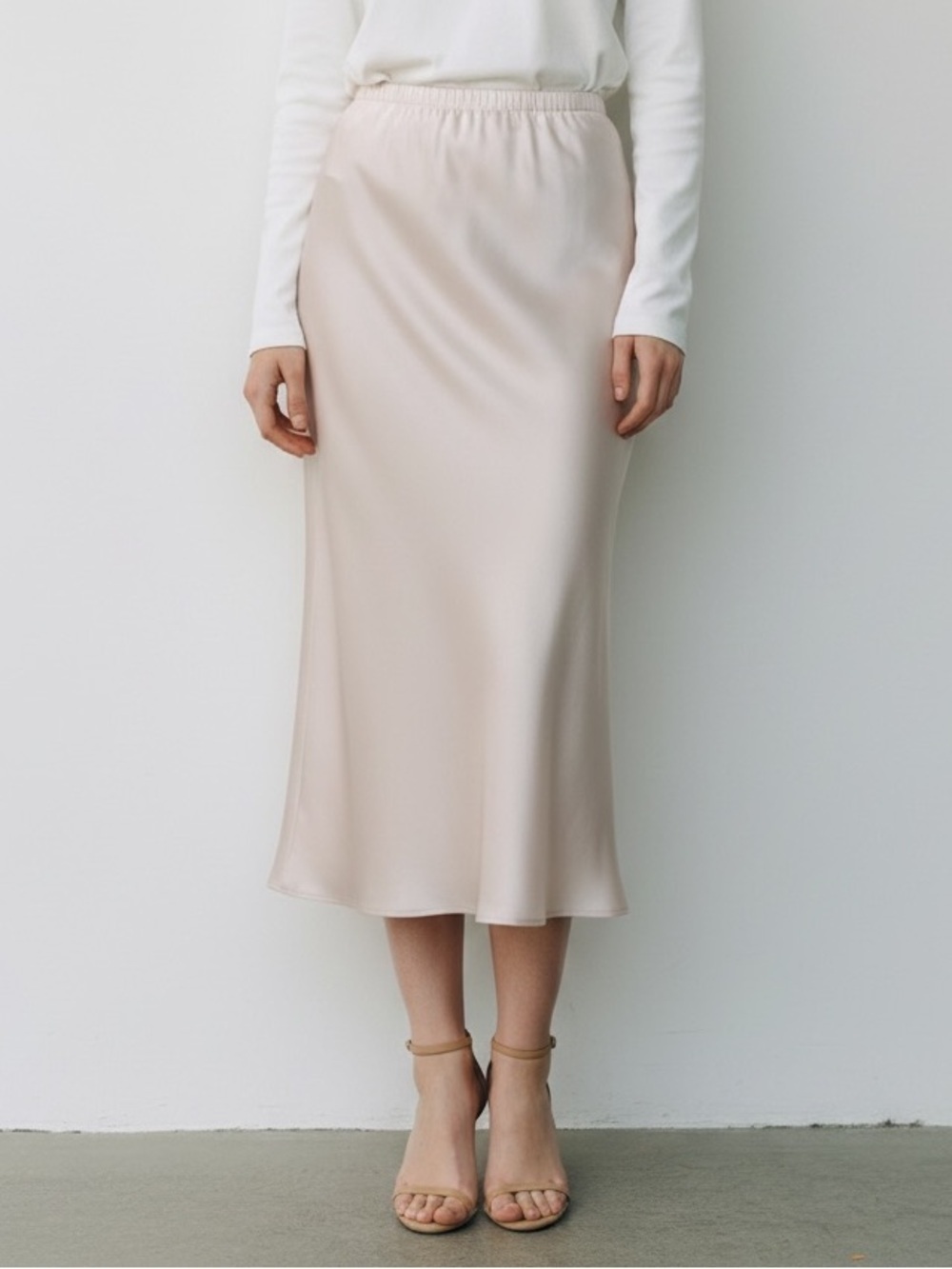 Michelle Farmer 100% Silk Slip Skirt-30mm Charmeuse Light Pink Satin Size 6